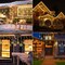 Toodour Christmas Snowflake Lights Outdoor, 17.22ft 264 LED Snowflake Icicle Lights with 22 Drops, Connectable, 8 Modes Waterproof Warm White Christmas Light for Curtain, Eaves, Window, Xmas Decor